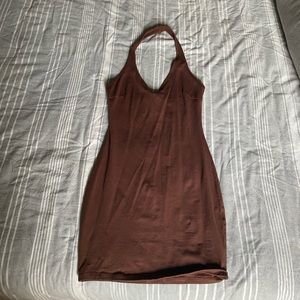 Brown princess Polly open back halter dress